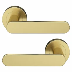 Ensemble poignée sur rosace rond à visser GoodHome Minzh effet laiton satin or Ø50mm