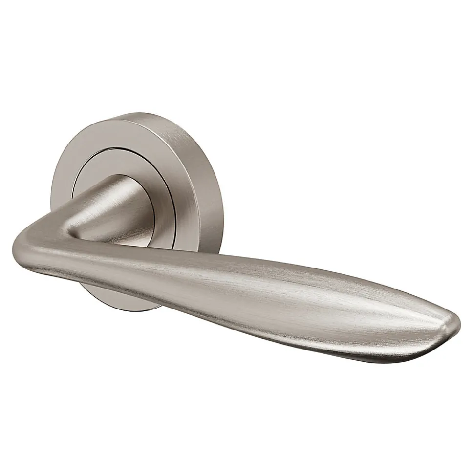 Ensemble poignée sur rosace Incurvé à visser GoodHome Meham effet nickel satin gris Ø52mm