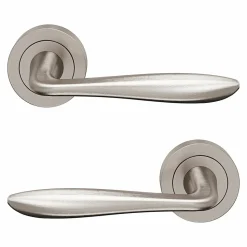 Ensemble poignée sur rosace Incurvé à visser GoodHome Meham effet nickel satin gris Ø52mm
