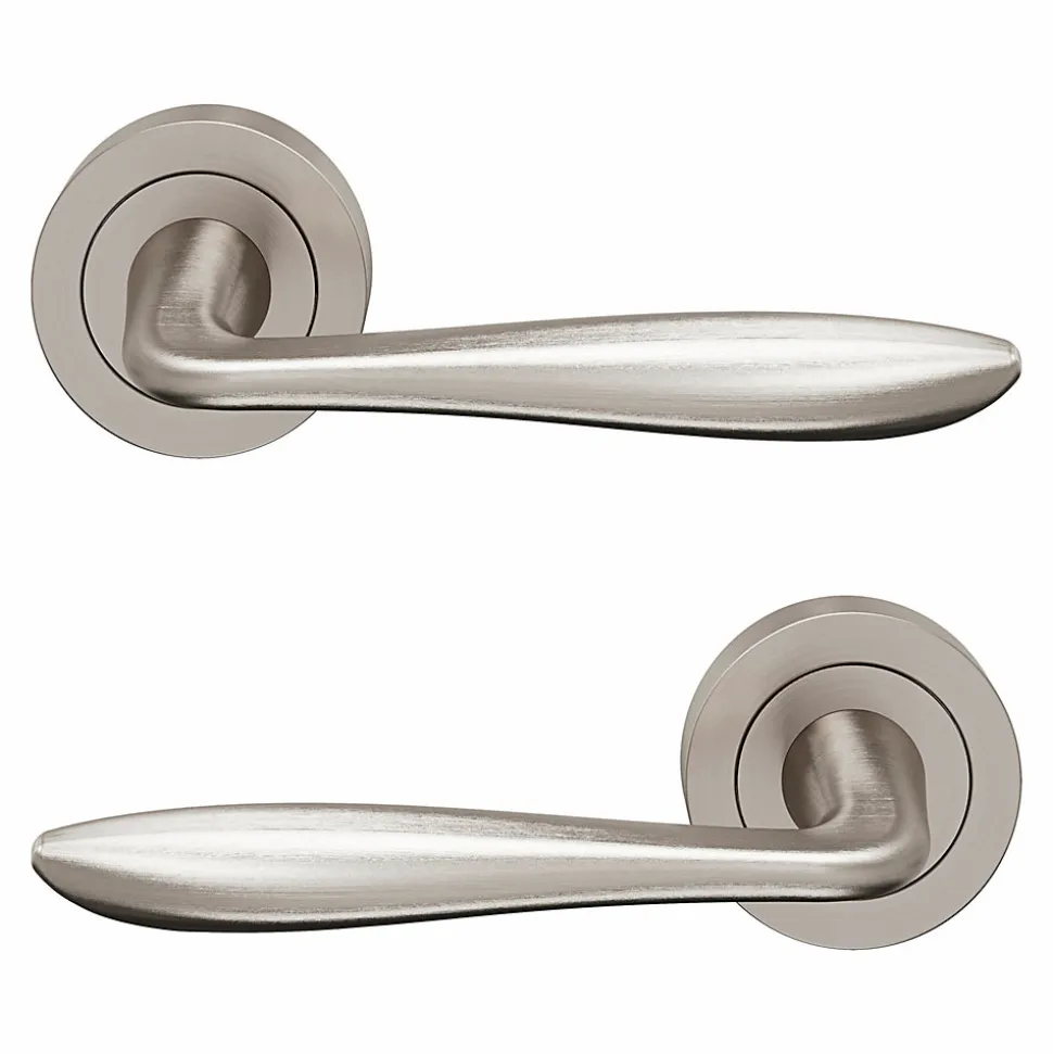 Ensemble poignée sur rosace Incurvé à visser GoodHome Meham effet nickel satin gris Ø52mm