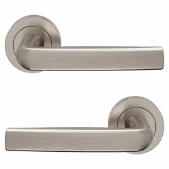 Ensemble poignée sur rosace Incurvé à visser GoodHome Primel effet nickel satin gris Ø52mm