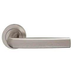 Ensemble poignée sur rosace Incurvé à visser GoodHome Primel effet nickel satin gris Ø52mm