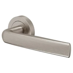Ensemble poignée sur rosace Incurvé à visser GoodHome Primel effet nickel satin gris Ø52mm