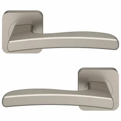 Ensemble poignée sur rosace Carré à visser GoodHome Irvil effet nickel satin gris Ø52.5mm