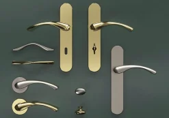 Ensemble poignée sur rosace rond à visser GoodHome Ruis effet nickel satin gris Ø50mm