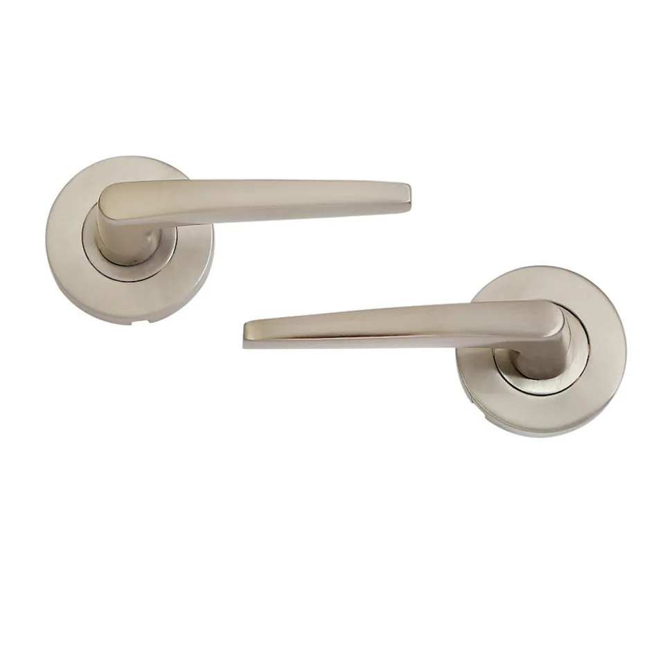 Ensemble poignée sur rosace rond à pousser Colan aluminium argent Ø52mm