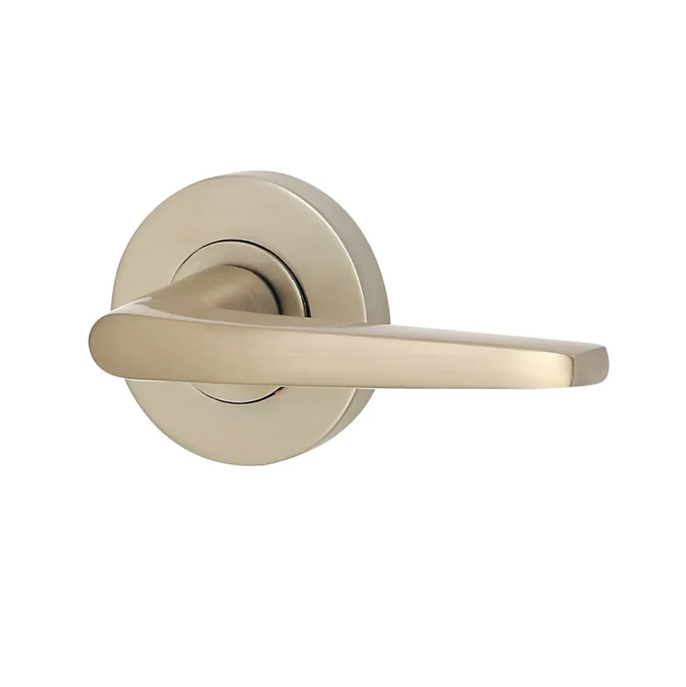 Ensemble poignée sur rosace rond à pousser Colan aluminium argent Ø52mm