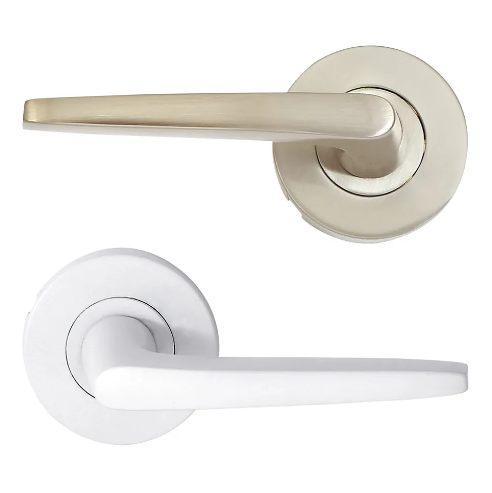 Ensemble poignée sur rosace rond à pousser Colan aluminium argent Ø52mm
