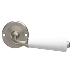 Ensemble poignée sur rosace incurvé vis traversante ou à vis GoodHome Porcelaine Vras brillant blanc Ø48mm