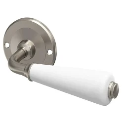 Ensemble poignée sur rosace incurvé vis traversante ou à vis GoodHome Porcelaine Vras brillant blanc Ø48mm