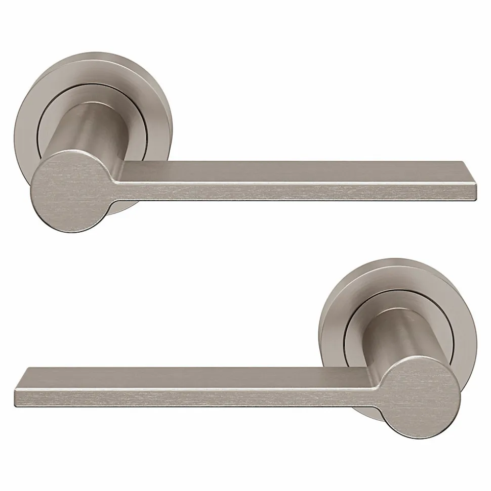 Ensemble poignée sur rosace Droit à visser GoodHome Dotz effet nickel satin gris Ø52mm
