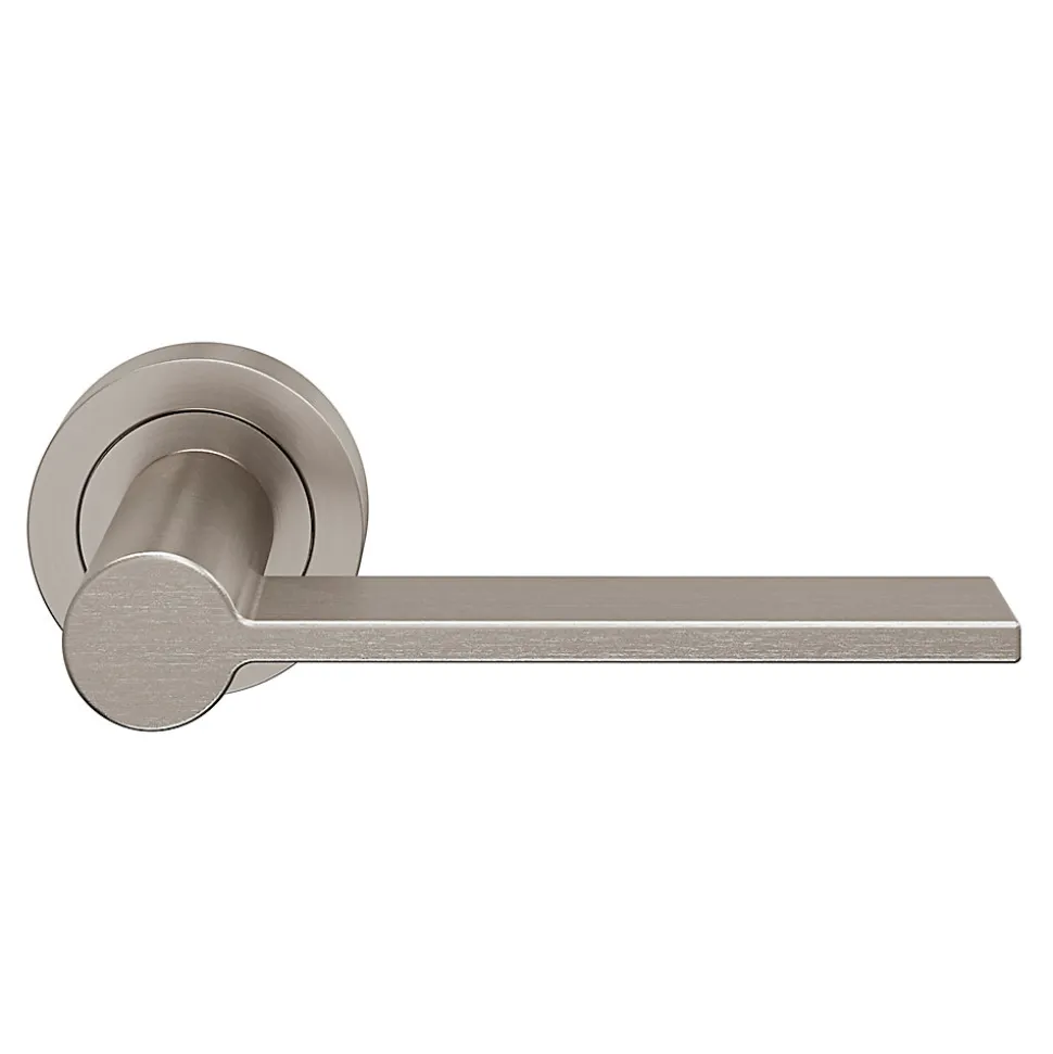 Ensemble poignée sur rosace Droit à visser GoodHome Dotz effet nickel satin gris Ø52mm