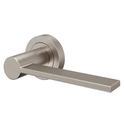Ensemble poignée sur rosace Droit à visser GoodHome Dotz effet nickel satin gris Ø52mm