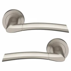 Ensemble poignée sur rosace rond à visser GoodHome Hirel effet nickel satin gris Ø50mm
