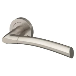 Ensemble poignée sur rosace rond à visser GoodHome Hirel effet nickel satin gris Ø50mm