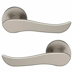 Ensemble poignée sur rosace rond à visser GoodHome Armel effet nickel satin gris Ø50mm
