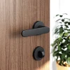 Ensemble poignée sur rosace rond à visser GoodHome Minzh mat noir Ø50mm