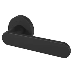Ensemble poignée sur rosace rond à visser GoodHome Minzh mat noir Ø50mm
