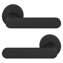 Ensemble poignée sur rosace rond à visser GoodHome Minzh mat noir Ø50mm