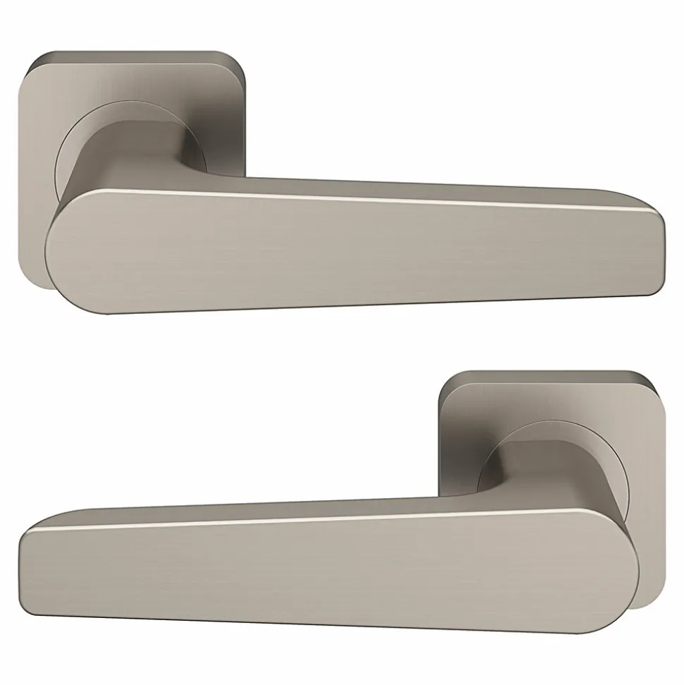 Ensemble poignée sur rosace rond à visser GoodHome Kerver effet nickel satin gris Ø52.5mm