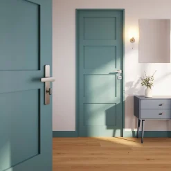 Ensemble poignée sur rosace rond à visser GoodHome Kerver effet nickel satin gris Ø52.5mm