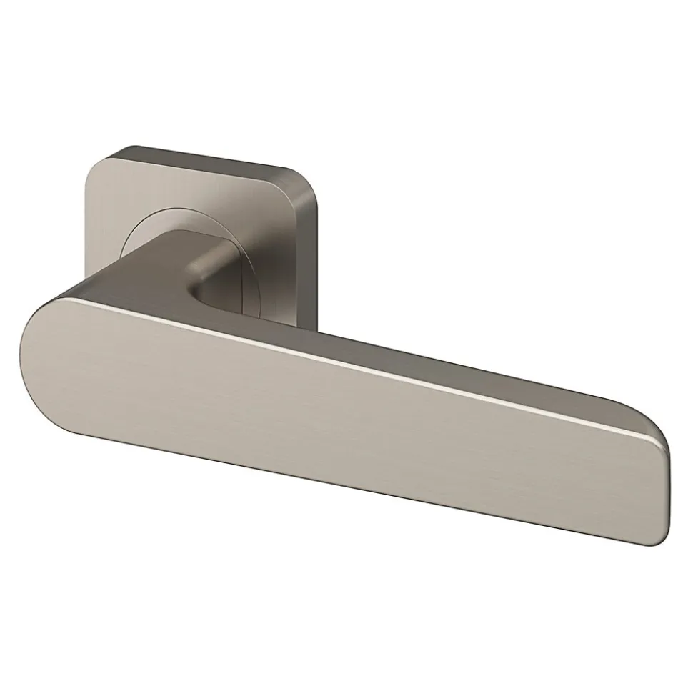 Ensemble poignée sur rosace rond à visser GoodHome Kerver effet nickel satin gris Ø52.5mm