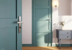 Ensemble poignée sur rosace rond à visser GoodHome Kerver effet nickel satin gris Ø52.5mm