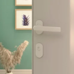 Ensemble poignée sur rosace Incurvé à visser GoodHome Primel mat blanc