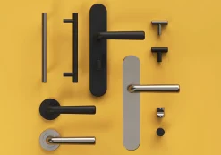 Ensemble poignée sur rosace rond à visser GoodHome Dizel mat noir Ø50mm