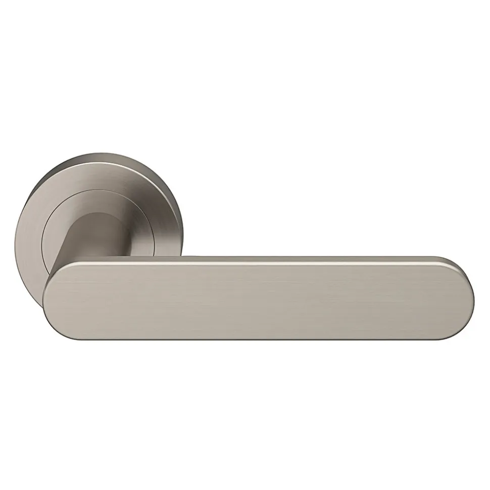Ensemble poignée sur rosace rond à visser GoodHome Minzh effet nickel satin gris Ø50mm