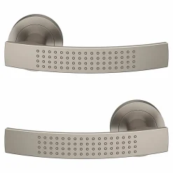 Ensemble poignée sur rosace rond à visser GoodHome Diss effet nickel satin gris Ø50mm