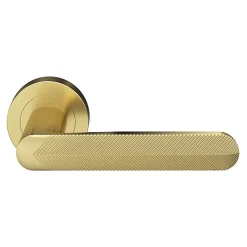 Ensemble poignée sur rosace rond à visser GoodHome Garlan effet laiton satin or Ø50mm