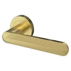 Ensemble poignée sur rosace rond à visser GoodHome Garlan effet laiton satin or Ø50mm