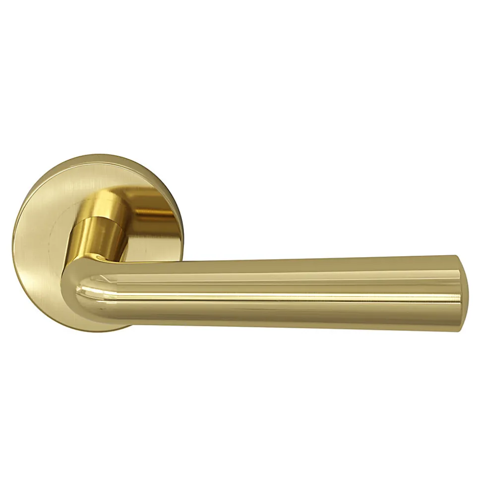 Ensemble poignée sur rosace rond à pousser GoodHome Tudy Laiton Jaune Ø52mm