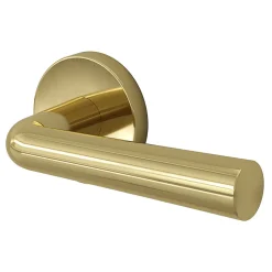 Ensemble poignée sur rosace rond à pousser GoodHome Tudy Laiton Jaune Ø52mm