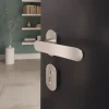 Ensemble poignée sur rosace à visser GoodHome Minzh effet nickel satin gris Ø63mm