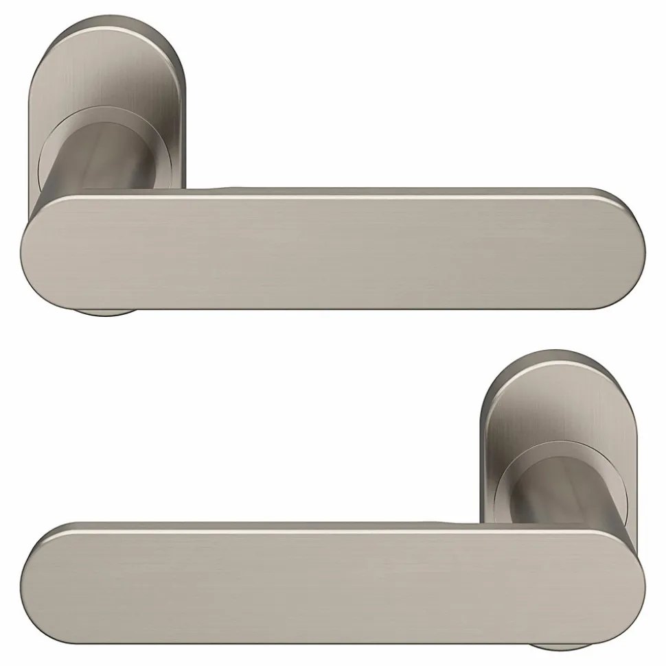 Ensemble poignée sur rosace à visser GoodHome Minzh effet nickel satin gris Ø63mm