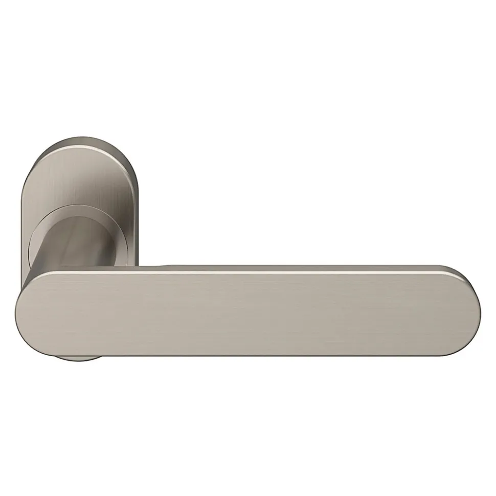 Ensemble poignée sur rosace à visser GoodHome Minzh effet nickel satin gris Ø63mm