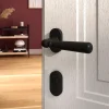 Ensemble poignée sur rosace à visser GoodHome Kilhog noir Ø63mm