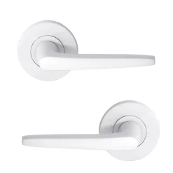 Ensemble poignée sur rosace rond à pousser Colan aluminium blanc Ø52mm