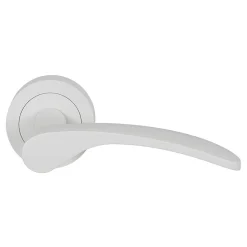 Ensemble poignée sur rosace rond à visser GoodHome Beare mat blanc Ø50mm