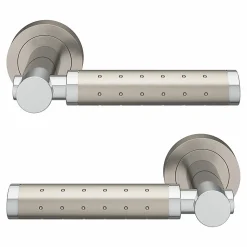 Ensemble poignée sur rosace rond à visser GoodHome Brigg effet chrome et nickel gris Ø50mm