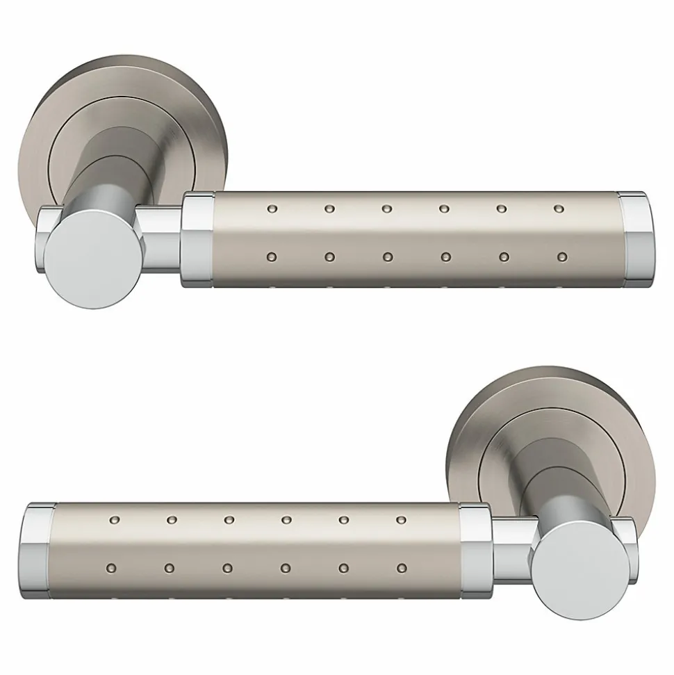 Ensemble poignée sur rosace rond à visser GoodHome Brigg effet chrome et nickel gris Ø50mm
