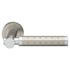 Ensemble poignée sur rosace rond à visser GoodHome Brigg effet chrome et nickel gris Ø50mm