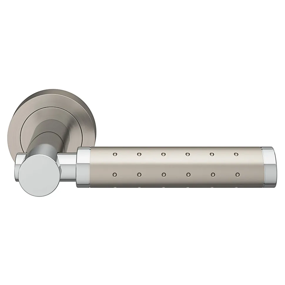 Ensemble poignée sur rosace rond à visser GoodHome Brigg effet chrome et nickel gris Ø50mm
