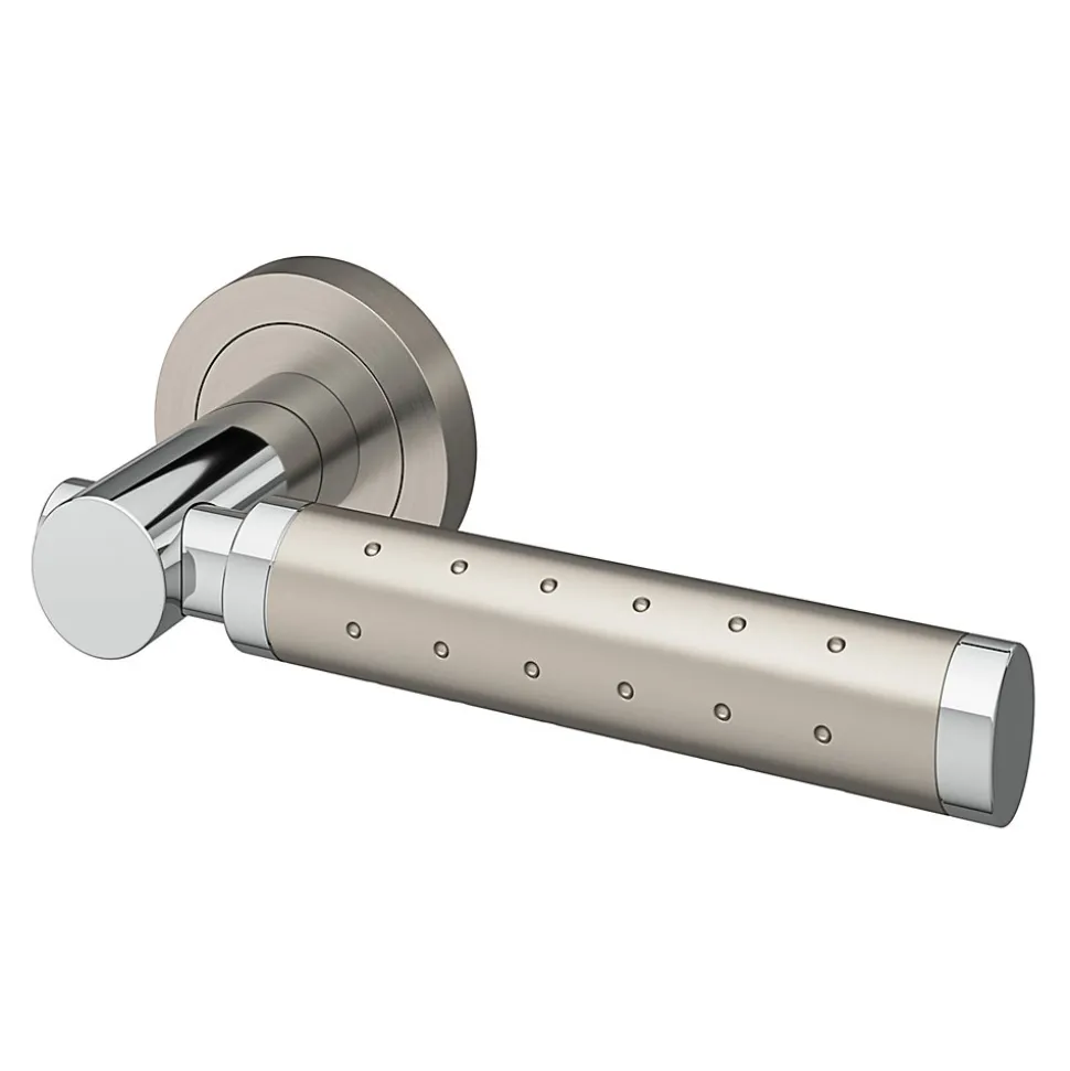 Ensemble poignée sur rosace rond à visser GoodHome Brigg effet chrome et nickel gris Ø50mm