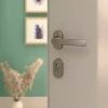 Ensemble poignée sur rosace Incurvé à visser GoodHome Primel effet nickel satin gris chromé