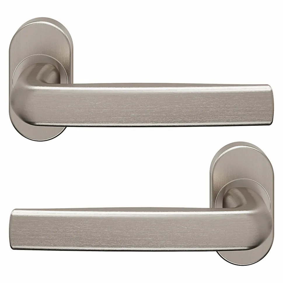 Ensemble poignée sur rosace Incurvé à visser GoodHome Primel effet nickel satin gris chromé