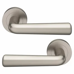 Ensemble poignée sur rosace rond à visser GoodHome Dizel effet nickel satin gris Ø50mm