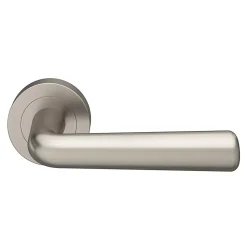 Ensemble poignée sur rosace rond à visser GoodHome Dizel effet nickel satin gris Ø50mm